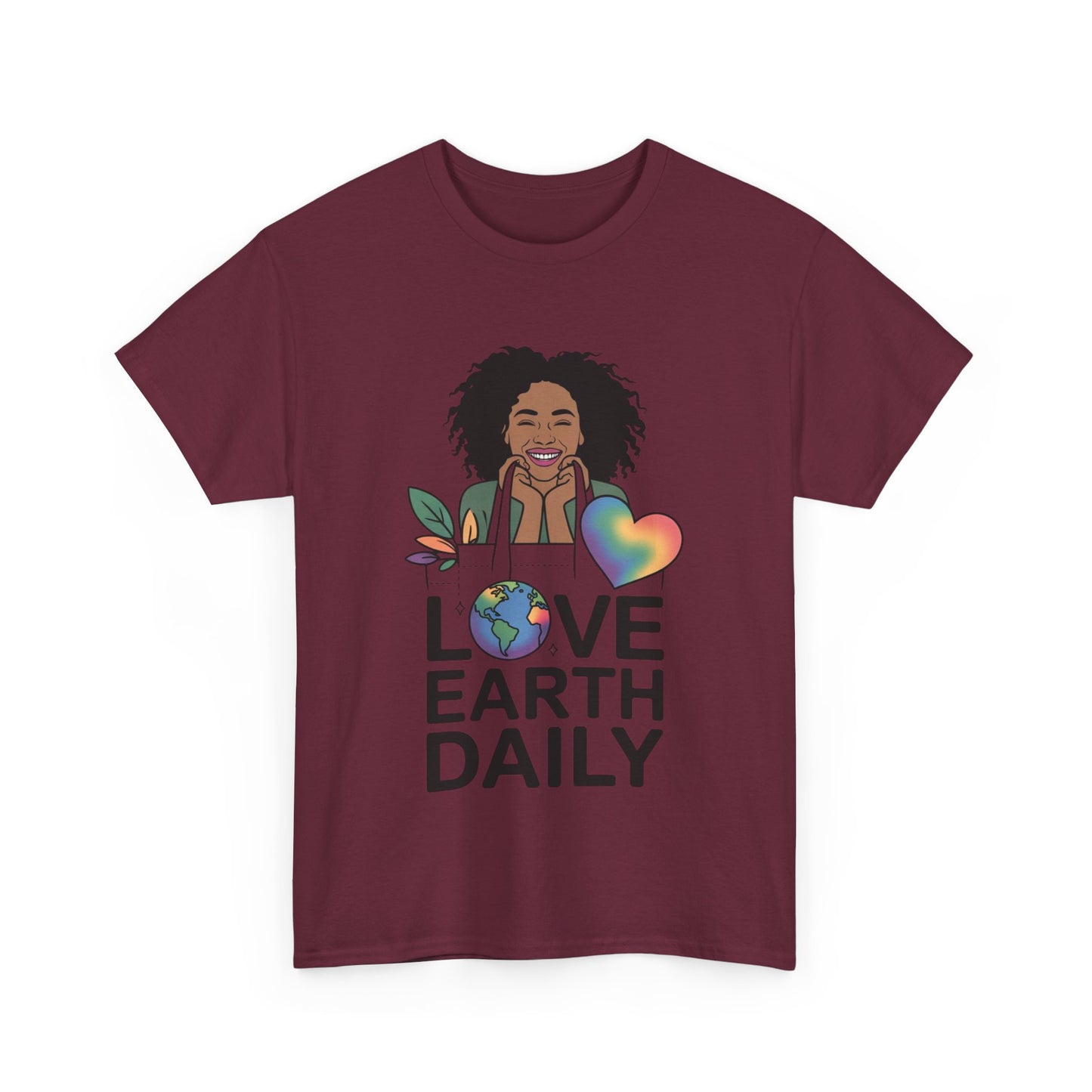 Unisex Heavy Cotton Tee with 'Love Earth Daily' Design - Eco-Friendly Shirt, Gift for Nature Lovers, Earth Day, Positive Vibes, [...]