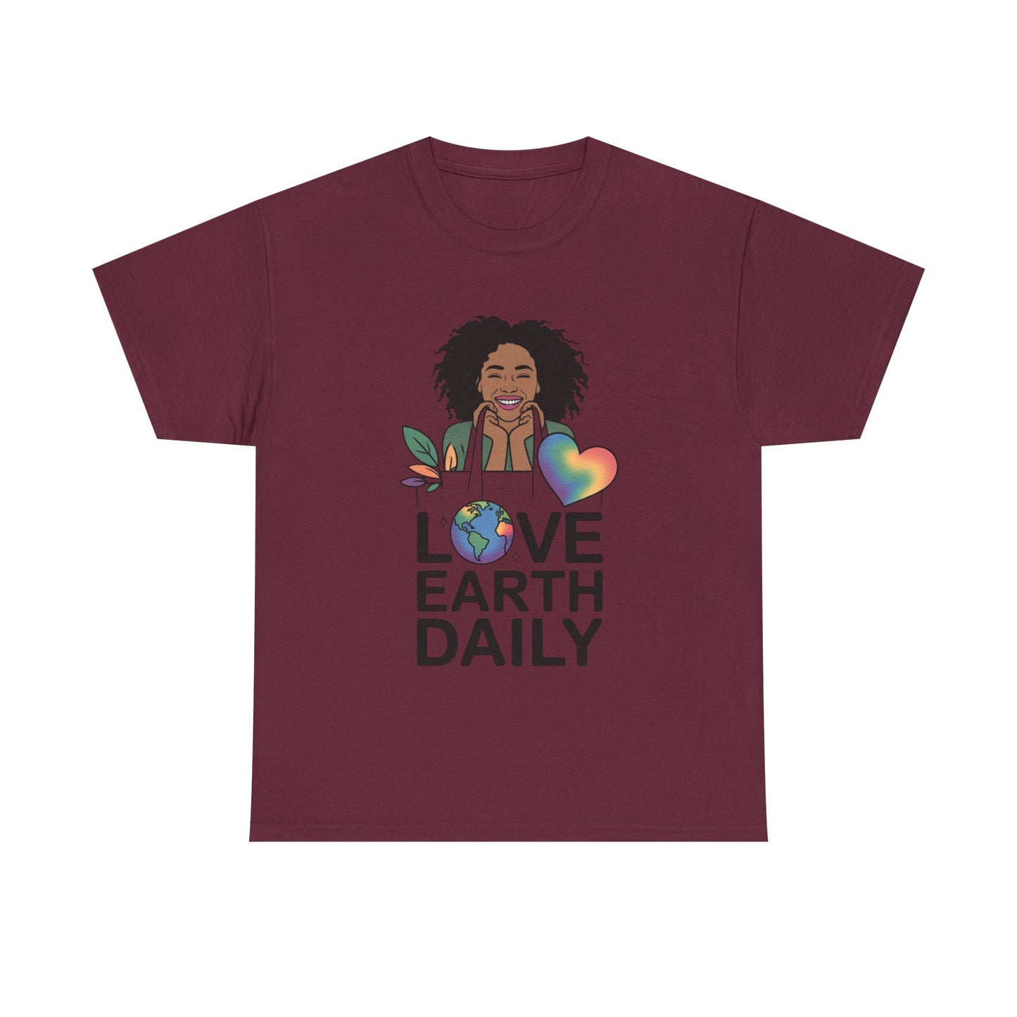 Unisex Heavy Cotton Tee with 'Love Earth Daily' Design - Eco-Friendly Shirt, Gift for Nature Lovers, Earth Day, Positive Vibes, [...]