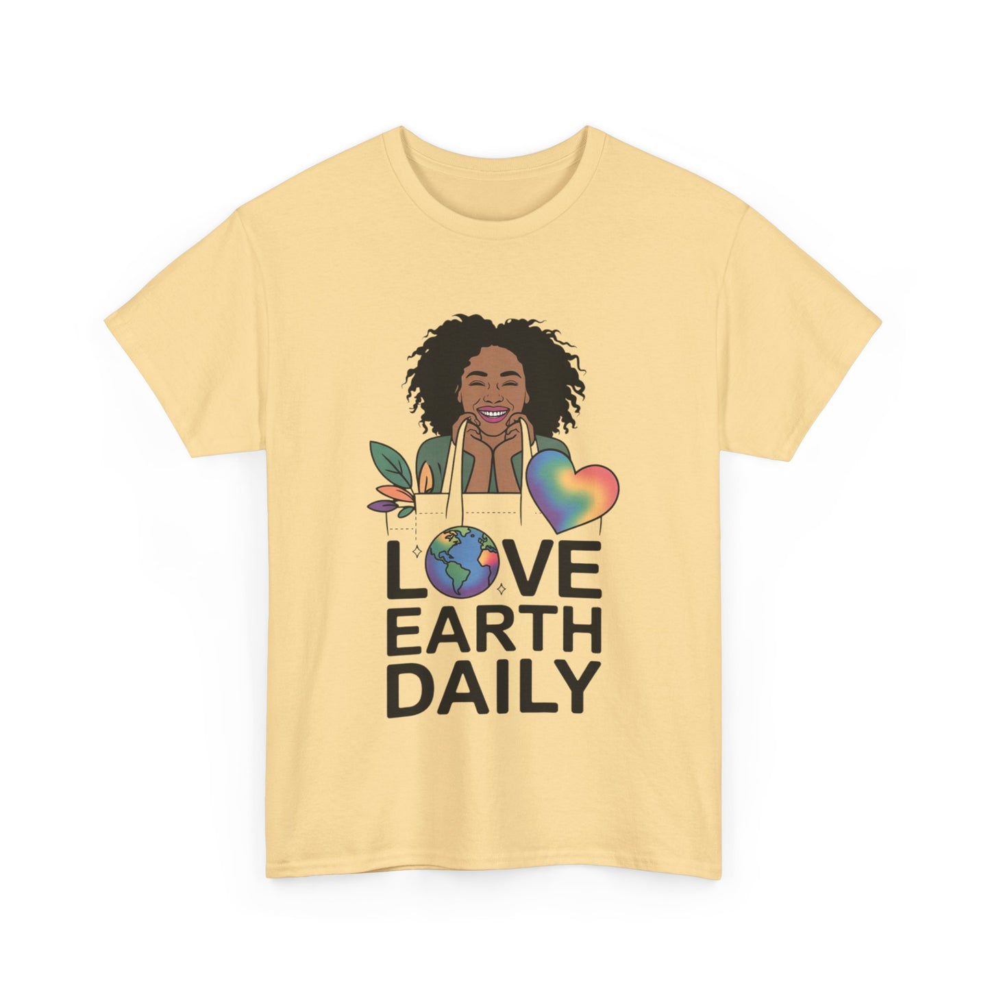 Unisex Heavy Cotton Tee with 'Love Earth Daily' Design - Eco-Friendly Shirt, Gift for Nature Lovers, Earth Day, Positive Vibes, [...]