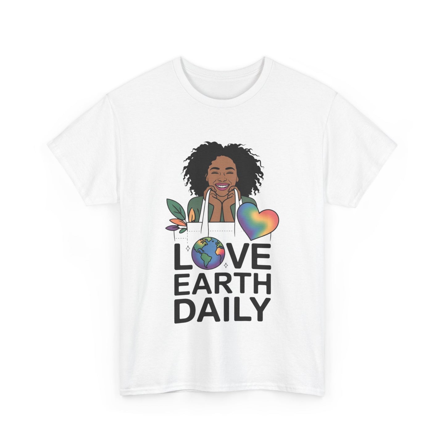Unisex Heavy Cotton Tee with 'Love Earth Daily' Design - Eco-Friendly Shirt, Gift for Nature Lovers, Earth Day, Positive Vibes, [...]