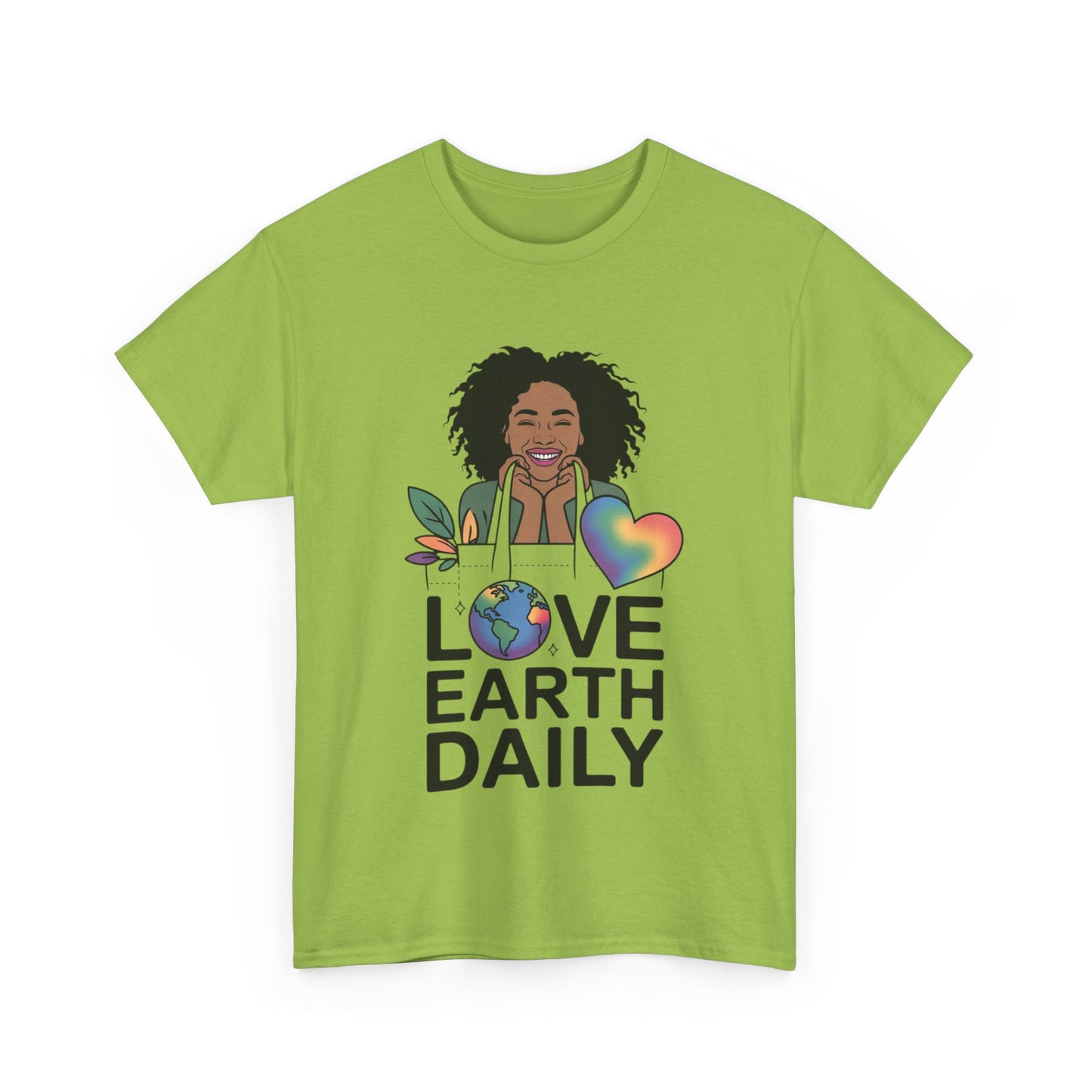 Unisex Heavy Cotton Tee with 'Love Earth Daily' Design - Eco-Friendly Shirt, Gift for Nature Lovers, Earth Day, Positive Vibes, [...]