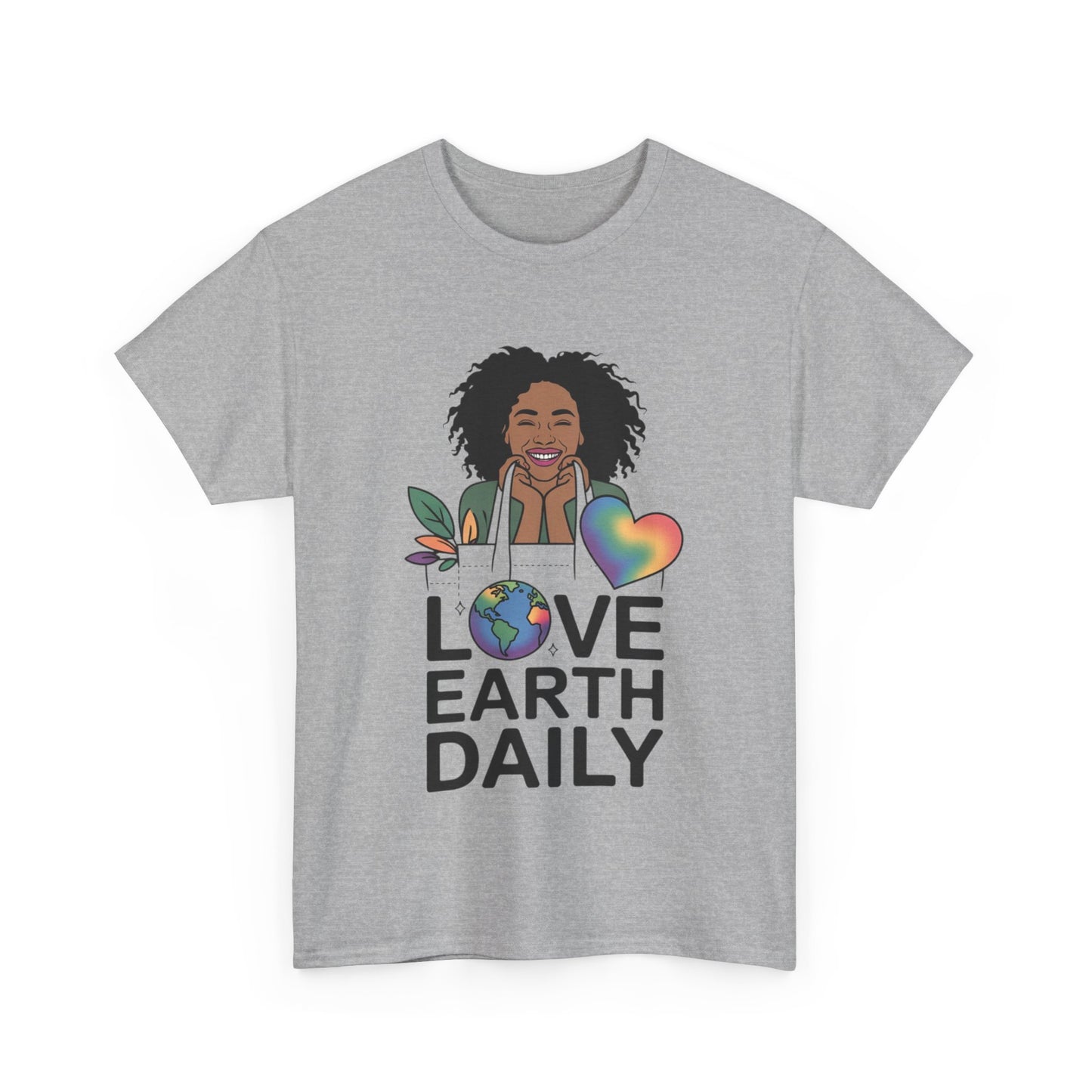Unisex Heavy Cotton Tee with 'Love Earth Daily' Design - Eco-Friendly Shirt, Gift for Nature Lovers, Earth Day, Positive Vibes, [...]