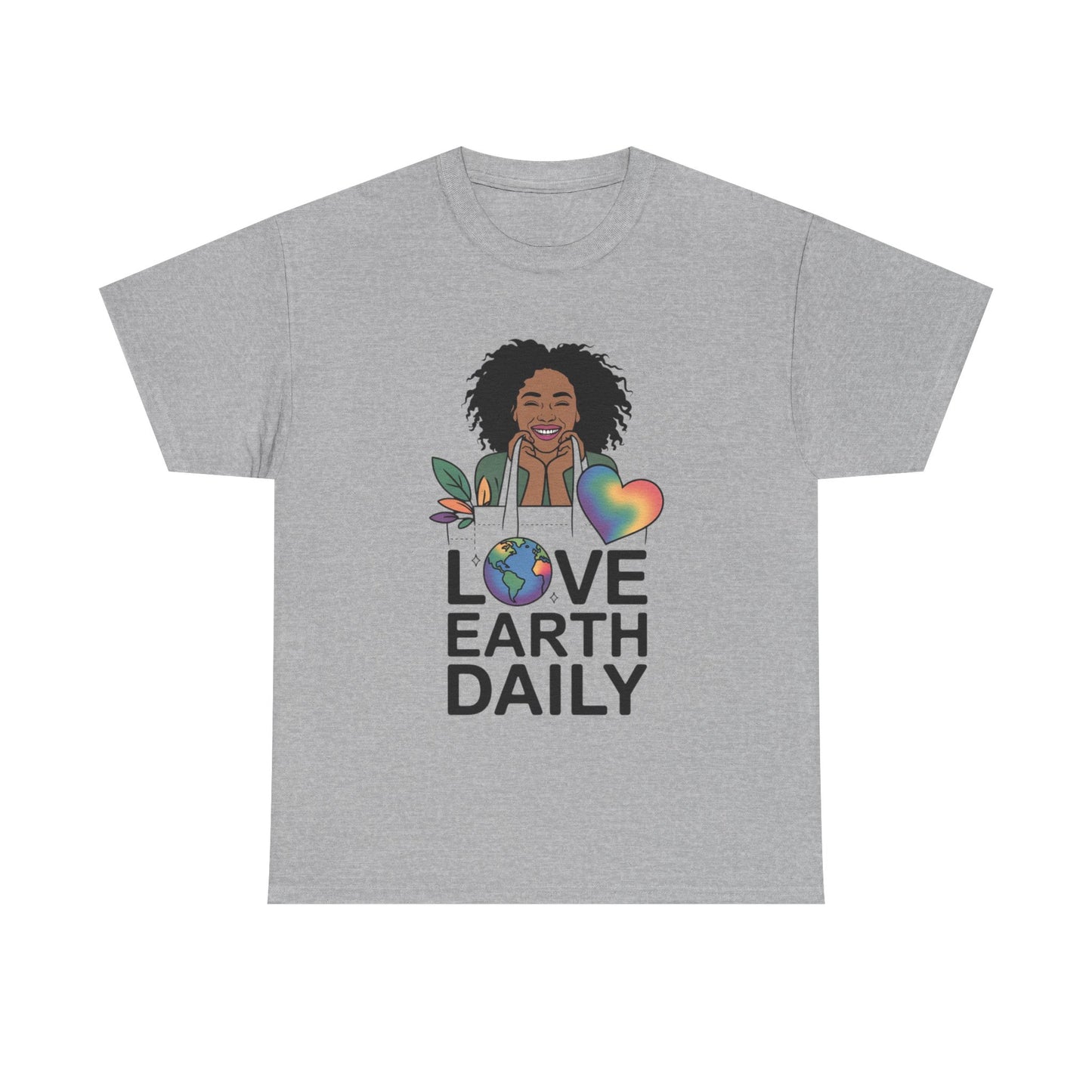 Unisex Heavy Cotton Tee with 'Love Earth Daily' Design - Eco-Friendly Shirt, Gift for Nature Lovers, Earth Day, Positive Vibes, [...]