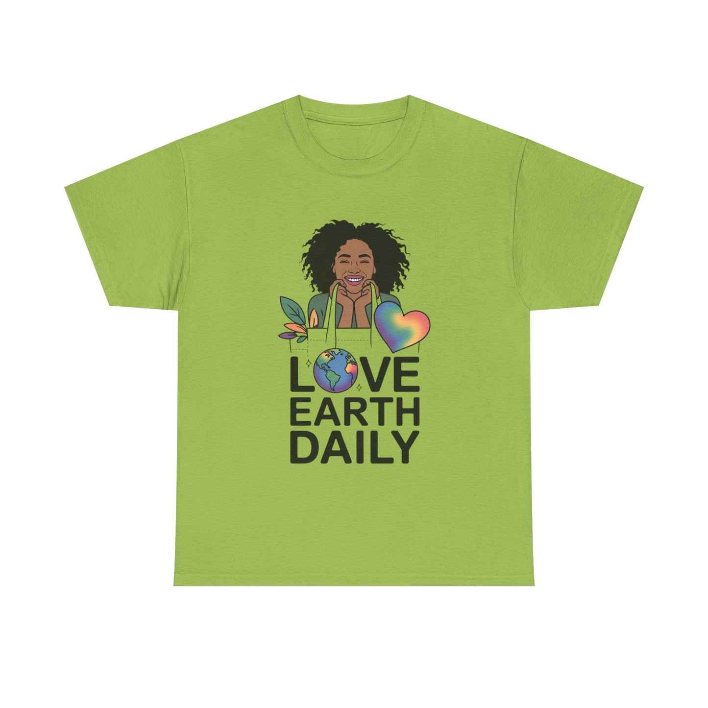 Unisex Heavy Cotton Tee with 'Love Earth Daily' Design - Eco-Friendly Shirt, Gift for Nature Lovers, Earth Day, Positive Vibes, [...]