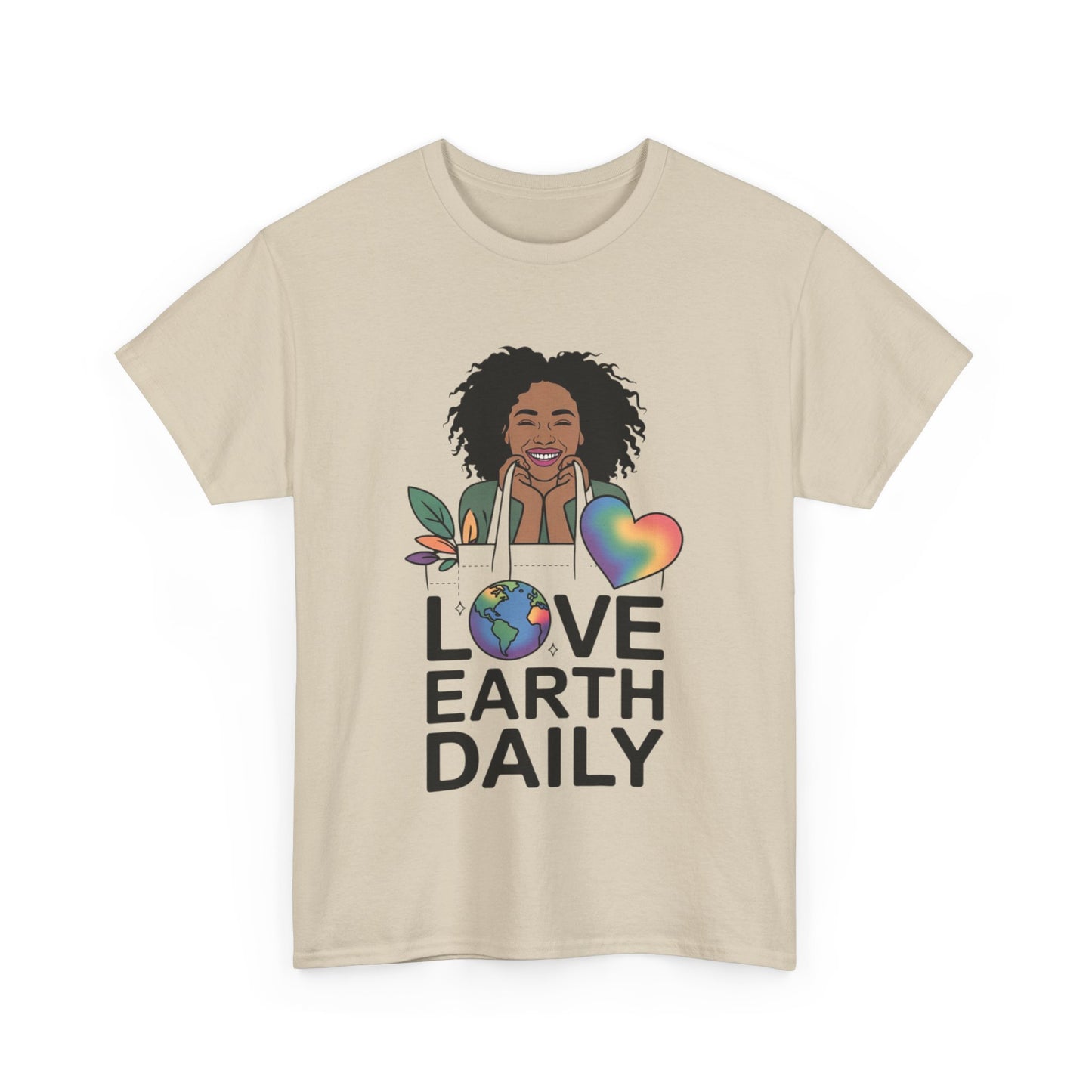 Unisex Heavy Cotton Tee with 'Love Earth Daily' Design - Eco-Friendly Shirt, Gift for Nature Lovers, Earth Day, Positive Vibes, [...]