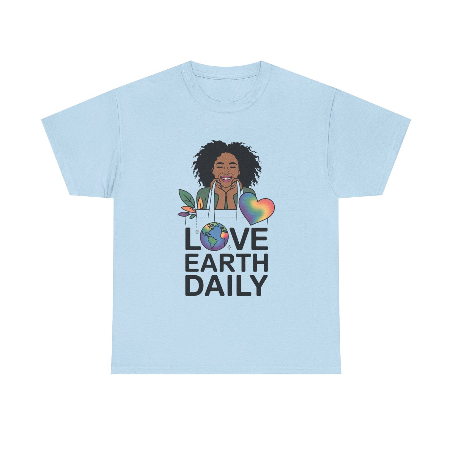 Unisex Heavy Cotton Tee with 'Love Earth Daily' Design - Eco-Friendly Shirt, Gift for Nature Lovers, Earth Day, Positive Vibes, [...]