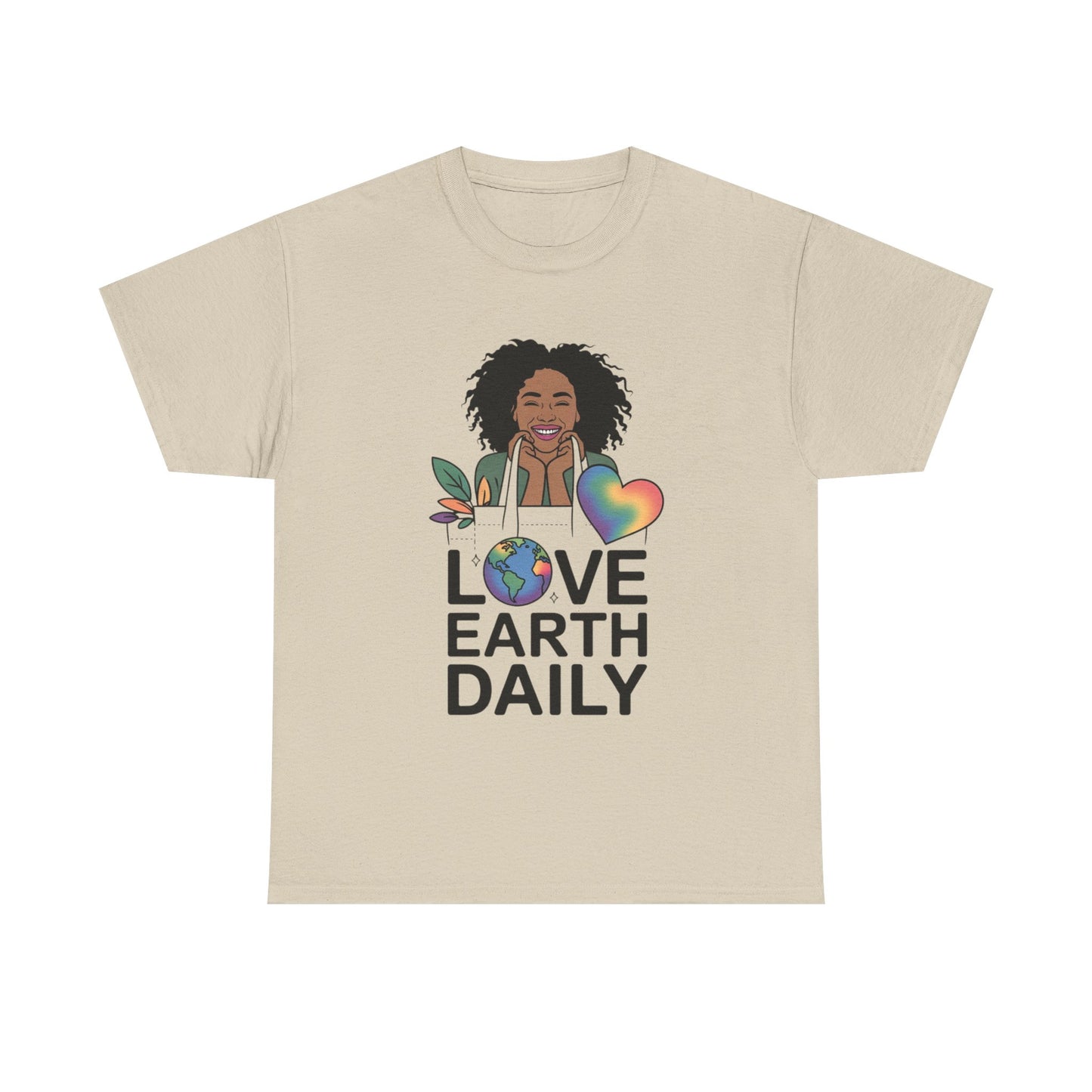 Unisex Heavy Cotton Tee with 'Love Earth Daily' Design - Eco-Friendly Shirt, Gift for Nature Lovers, Earth Day, Positive Vibes, [...]