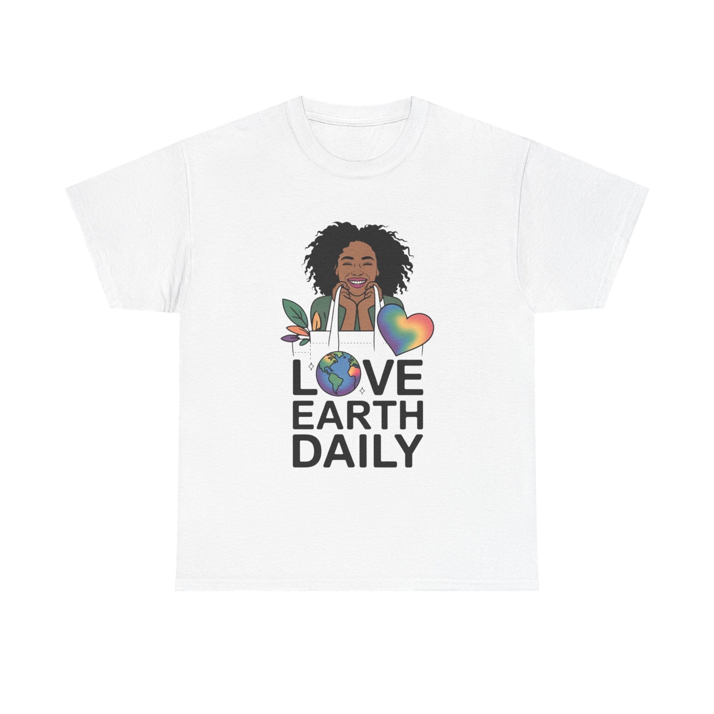 Unisex Heavy Cotton Tee with 'Love Earth Daily' Design - Eco-Friendly Shirt, Gift for Nature Lovers, Earth Day, Positive Vibes, [...]
