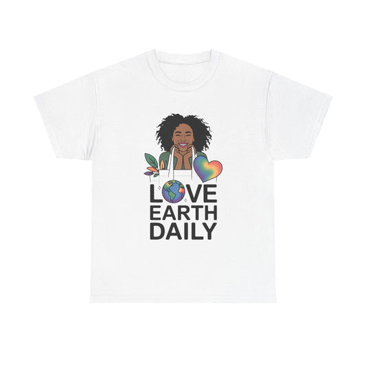 Unisex Heavy Cotton Tee with 'Love Earth Daily' Design - Eco-Friendly Shirt, Gift for Nature Lovers, Earth Day, Positive Vibes, [...]